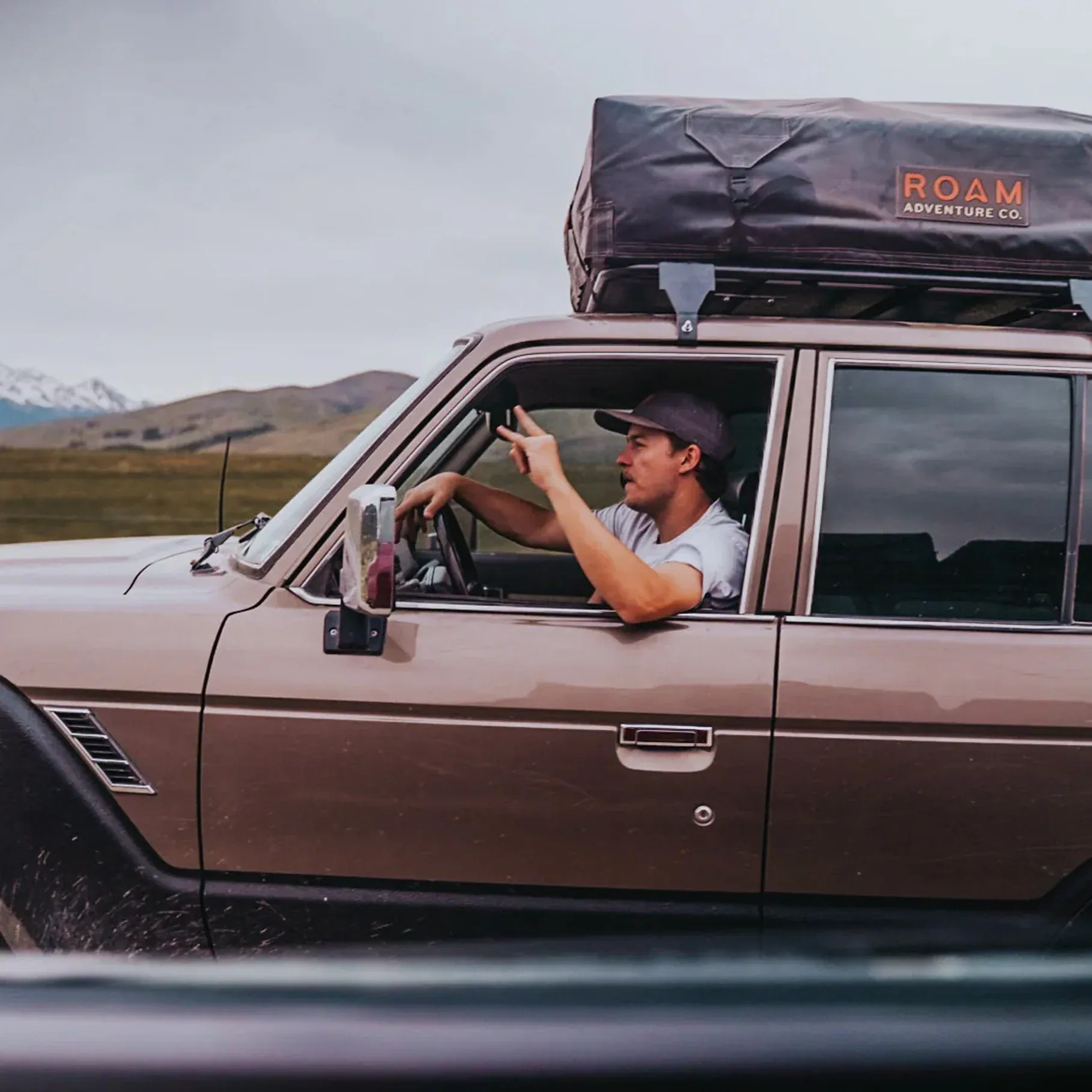 ROAM Adventure Co. rooftop tent on a Toyota Land Cruiser